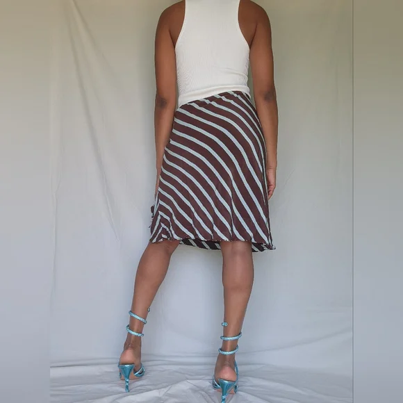 Sunny Leigh Baby blue and brown striped skirt - Picture 4 of 11